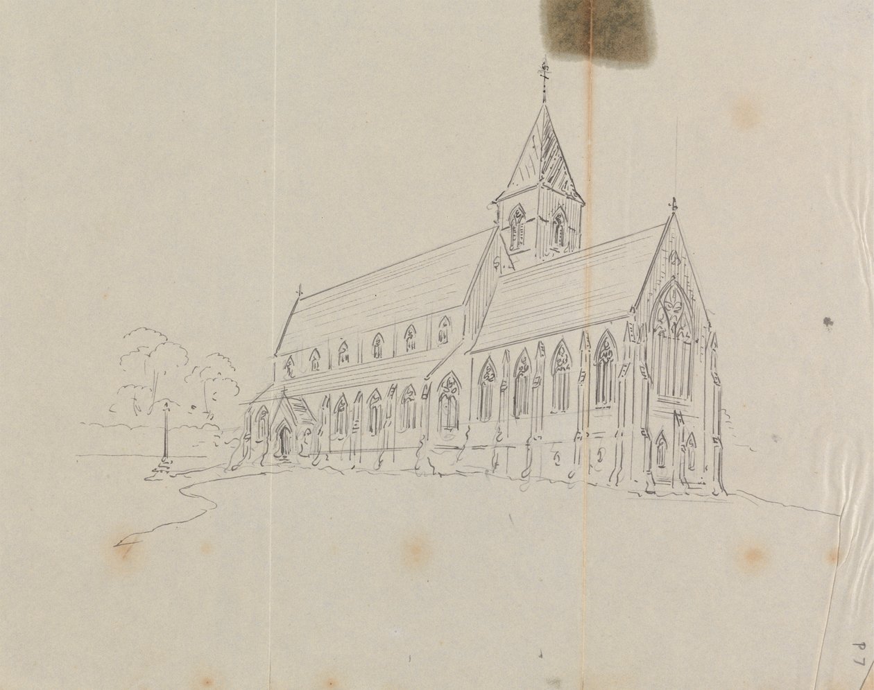 Vázlat egy gótikus templomról alkotó: Augustus Welby Northmore Pugin