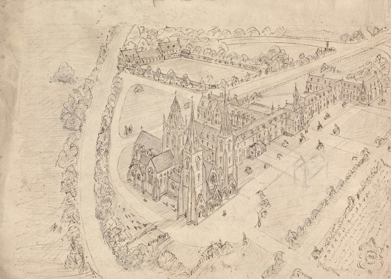 Vázlat egy gótikus templomról és kolostorról alkotó: Augustus Welby Northmore Pugin