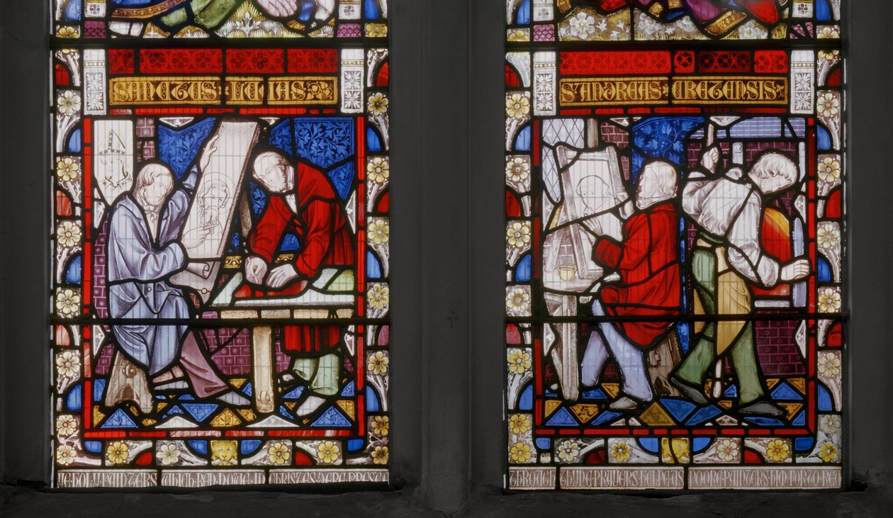 Szent Lukács ablak, részlet, 1853 (ólomüveg) alkotó: Augustus Welby Northmore Pugin