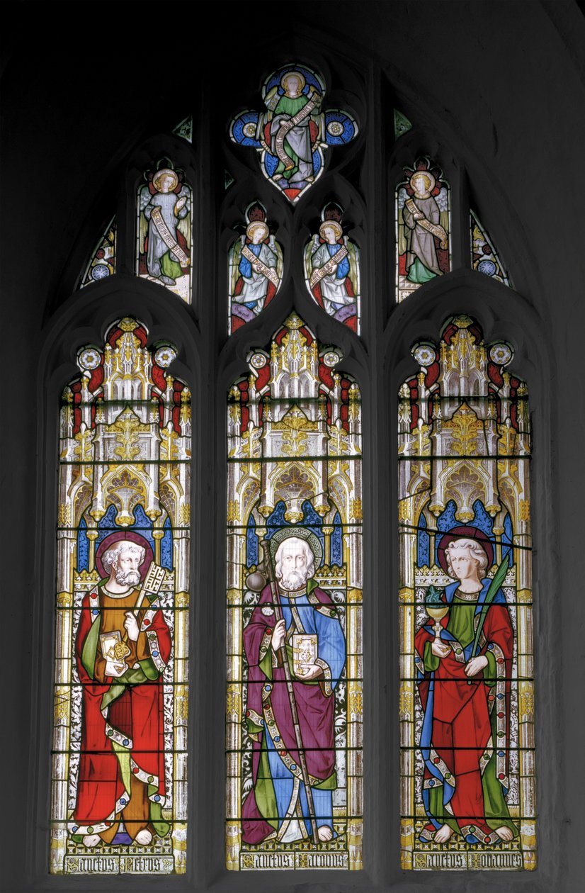 Szent Péter, Nagy Szent Jakab és Szent János evangélista, 1851 (ólomüveg) alkotó: Augustus Welby Northmore Pugin