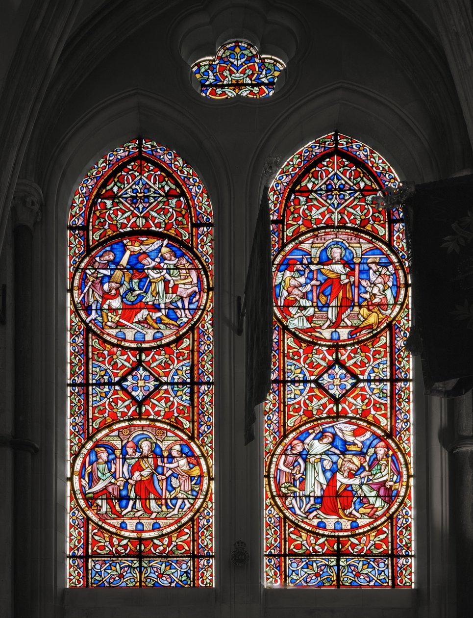 Szent Pál élete, Szent György-kápolna, 1852 (festett üveg) alkotó: Augustus Welby Northmore Pugin