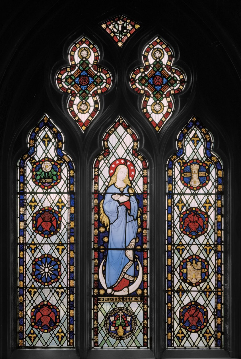 Szűz Mária, 1845 körül (festett üveg) alkotó: Augustus Welby Northmore Pugin