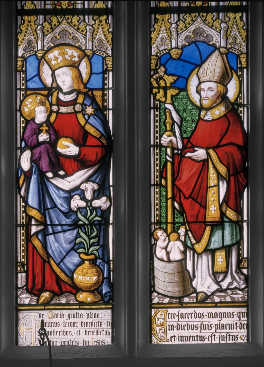 Szűz és gyermek Szent Miklóssal, részlet, 1841 (ólomüveg) alkotó: Augustus Welby Northmore Pugin