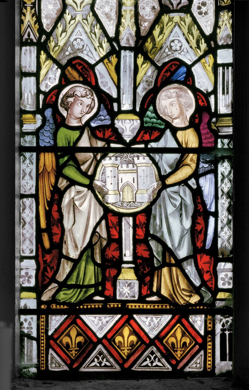 Szűz és Krisztus jelenetekkel az életéből, részlet, 1851 (ólomüveg) alkotó: Augustus Welby Northmore Pugin