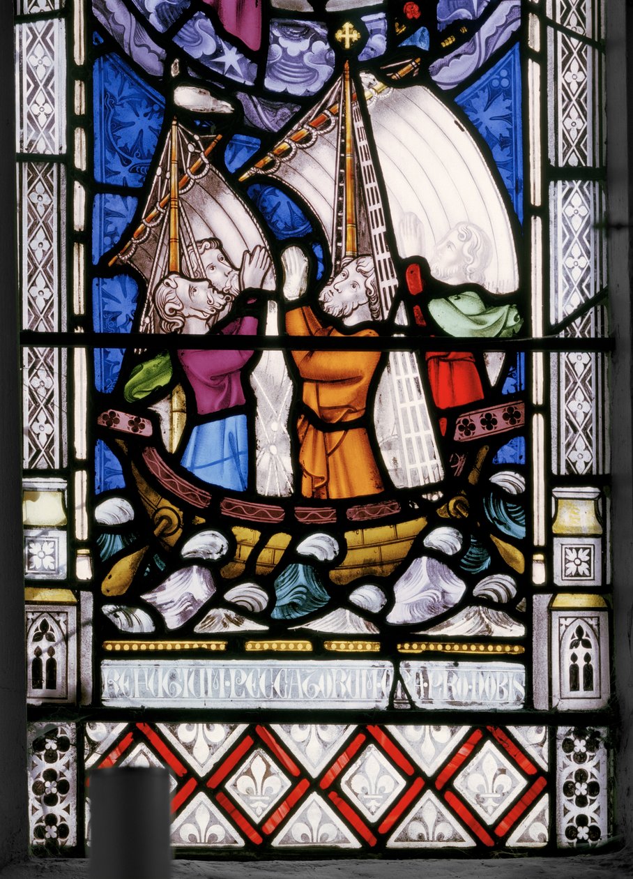 Szűz és Krisztus jelenetekkel az életéből, részlet, 1851 (ólomüveg) alkotó: Augustus Welby Northmore Pugin