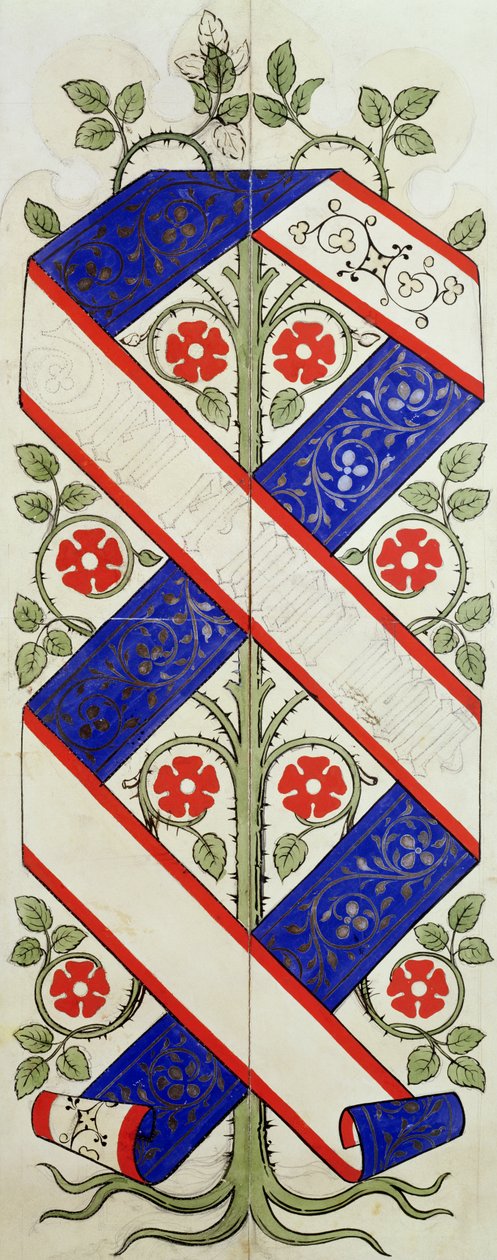 Tapétatervezés a Lordok Háza Könyvtárához (wc és ceruza papíron) alkotó: Augustus Welby Northmore Pugin