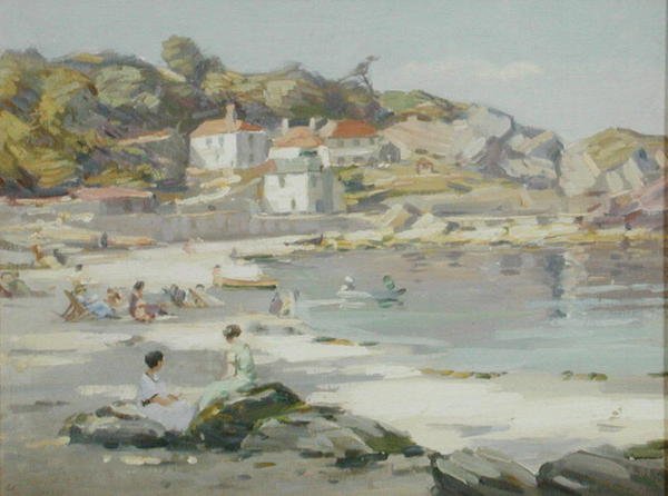 A Cornish Beach (olaj a panelen) alkotó: Augustus William Enness