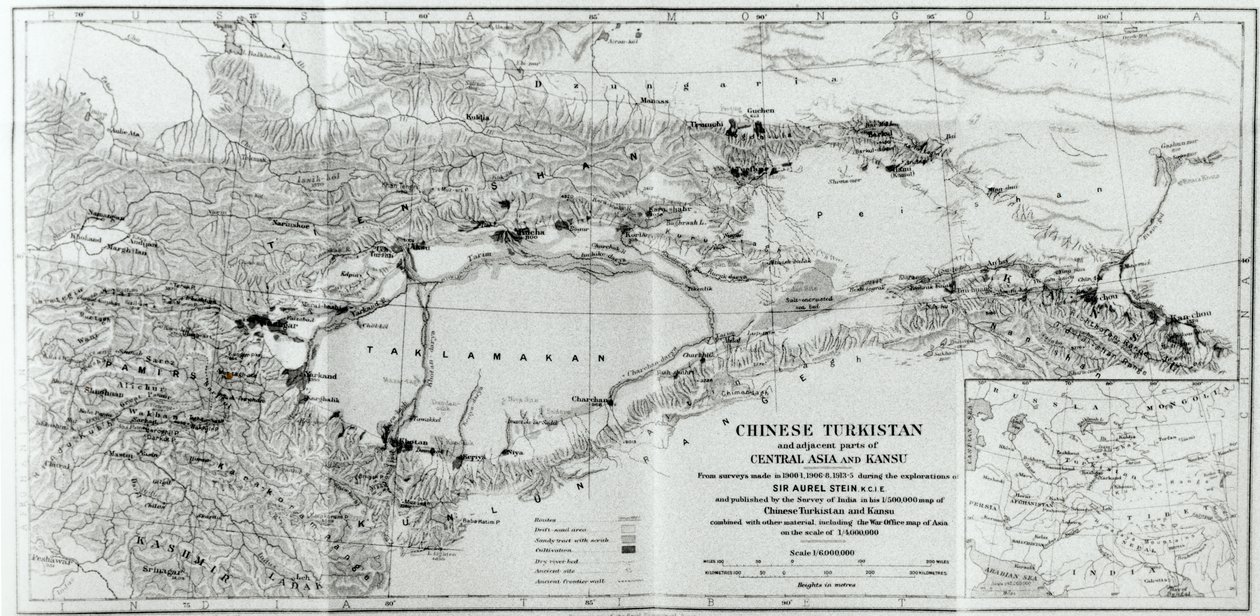 Kínai Turkesztán térképe, Stein "Az ősi közép-ázsiai nyomokon" című művéből, 1933-ban alkotó: Aurel Stein