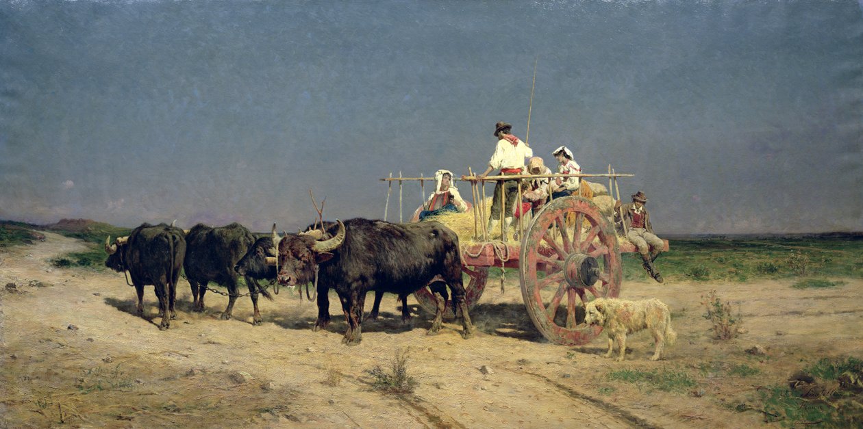Kocsi Buffaloval a tengerparton alkotó: Aurelio Tiratelli