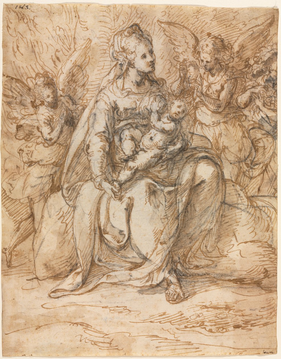 Madonna és gyermeke angyalokkal, 1500-as évek vége. alkotó: Aurelio Luini