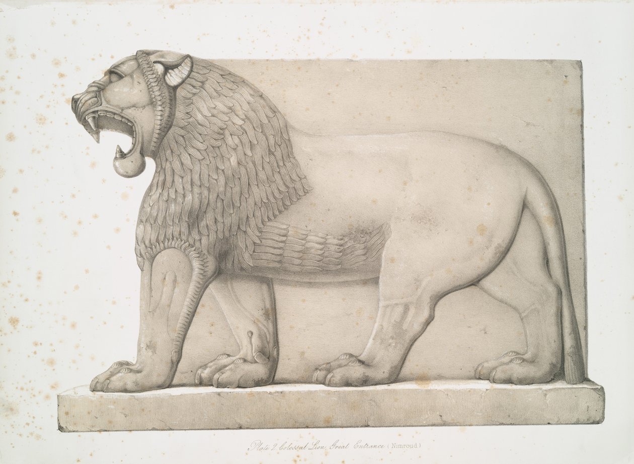 Kolosszális oroszlán a nimroudi nagy bejáratból [Calah], 1853 alkotó: Austen Henry Layard