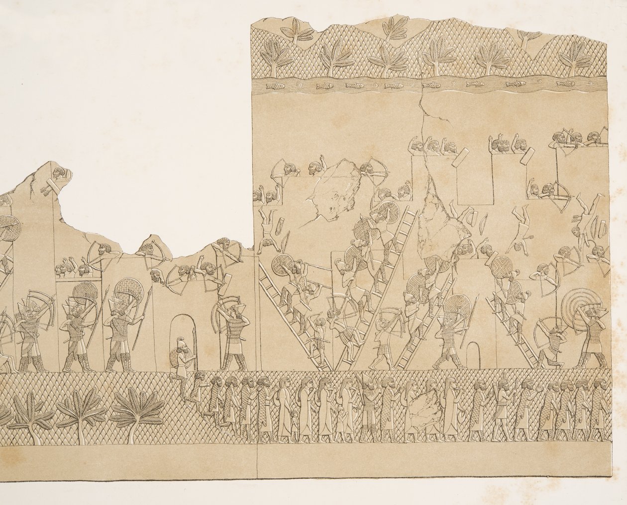 Egy város ostroma és escalade (Kouyunjik), Ninive emlékműveiből, kocsma. 1849 alkotó: Austen Henry Layard