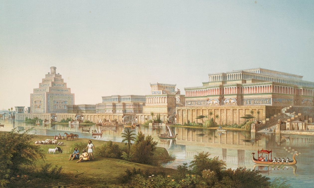 Nimroud [Calah] palotáit restaurálták, 1853 alkotó: Austen Henry Layard