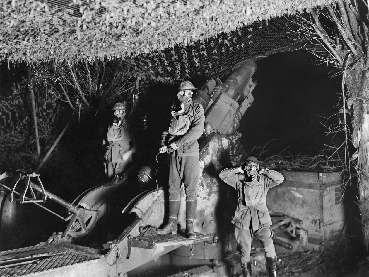 A 2. Australian Siege Battery (55. Australian Siege Artillery Battery) 9,2 hüvelykes tarackágyúja, működés közben, Voormezeele, Belgium, 1917. szeptember alkotó: Australian Photographer