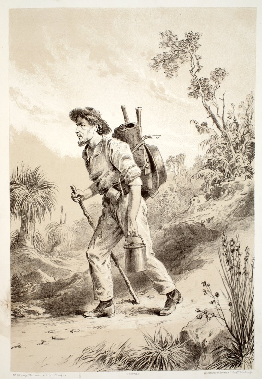Digger on the Tramp, David Blair, McGrady, Thomson és Niven Ausztrália története című művéből, 1879 alkotó: Australian School