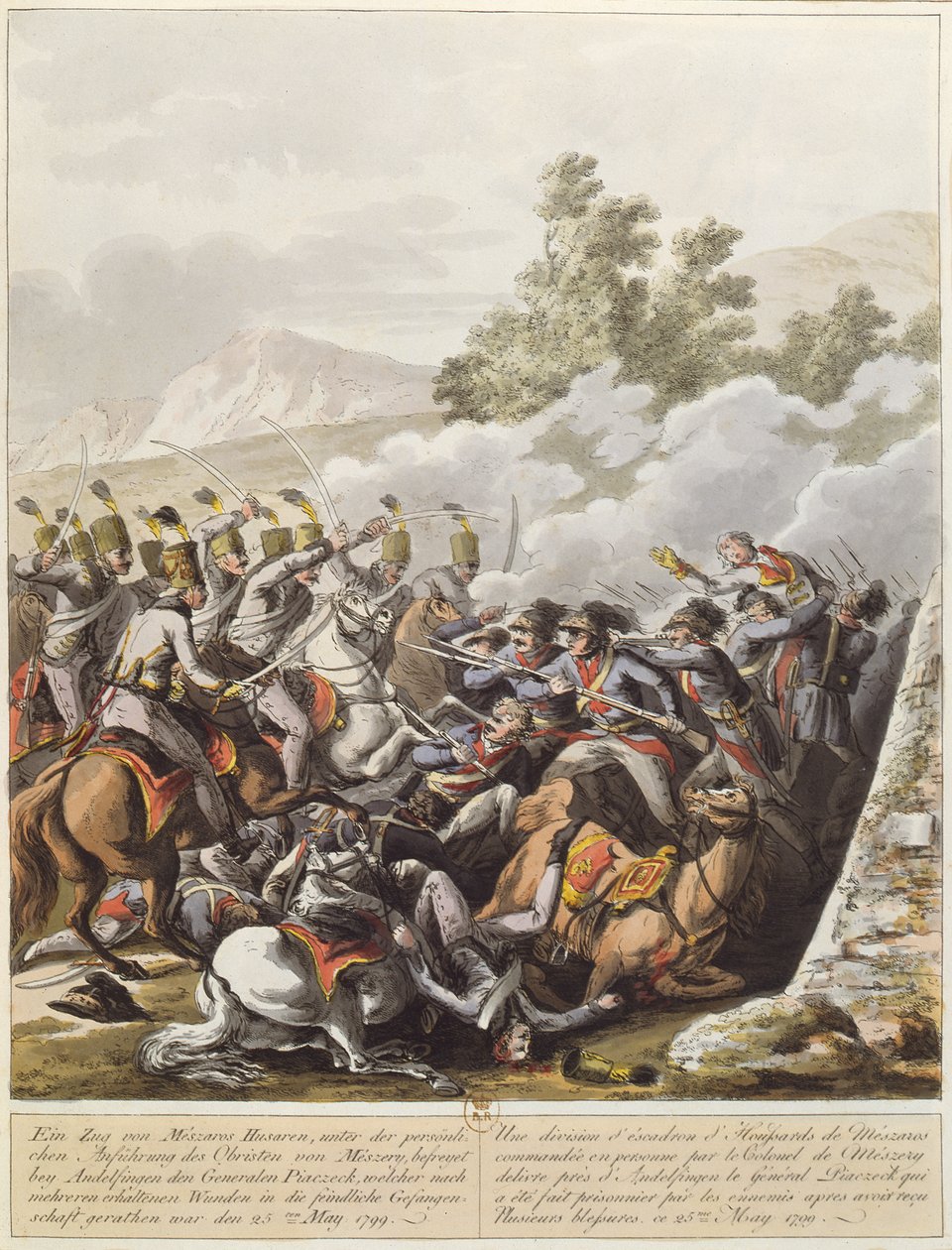 Egy incidens a francia függetlenségi háborúk során Svájcban 1799. május 25-én Andelfingenben, 1800 körül alkotó: Austrian School