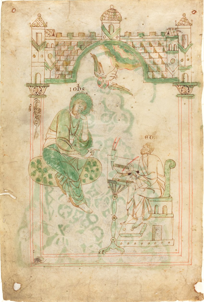 Szent János diktál a tiszteletreméltó Bedének alkotó: Austrian 12th Century