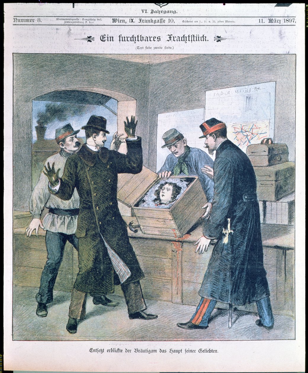 Egy szörnyű rakomány, az Illustrierte Zeitung címlapja, 1897. március alkotó: Austrian School