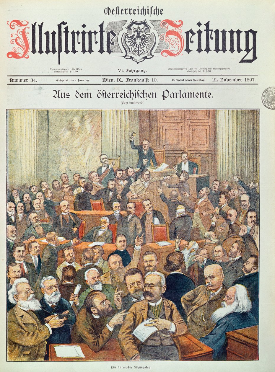 Viharos ülés a bécsi osztrák parlamentben, 1897 alkotó: Austrian School