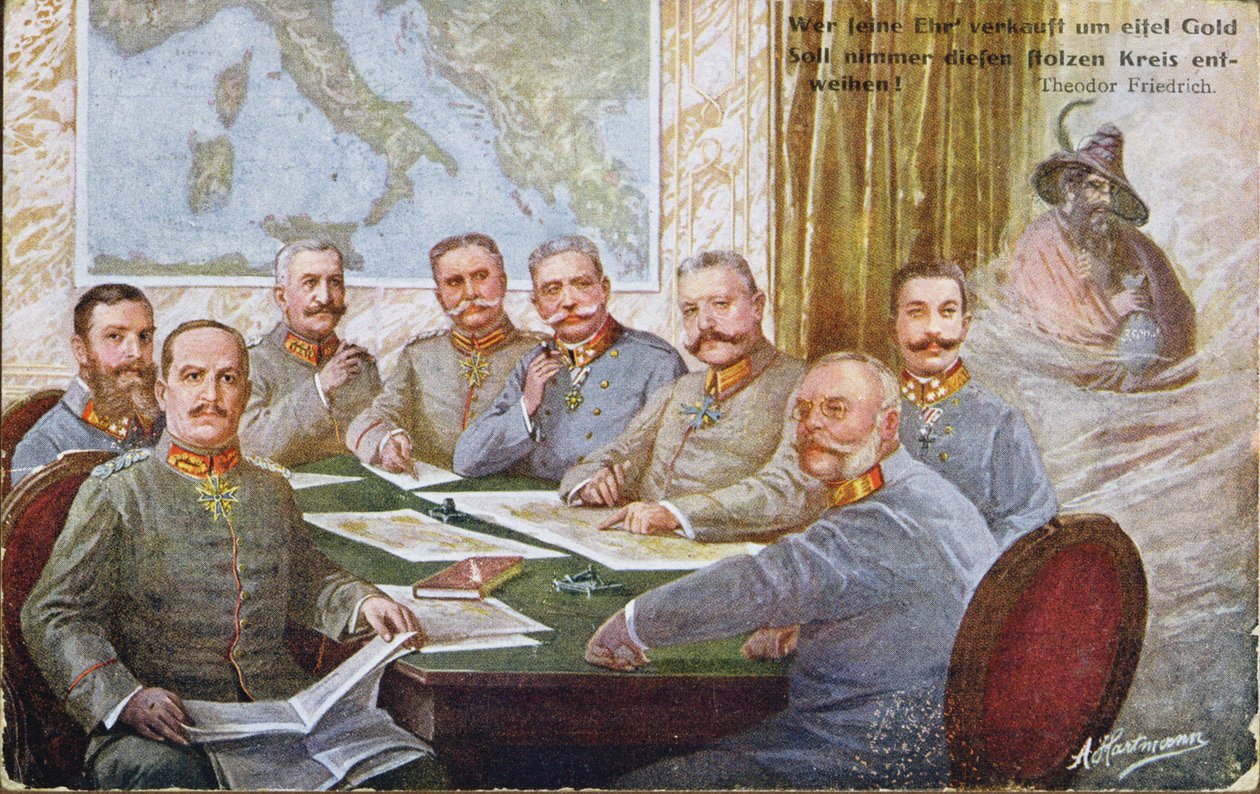 Az 1. világháború osztrák és német tábornokai és hadvezérei Hindenburg és Mackensen köré csoportosulva, 1915 alkotó: Austrian School