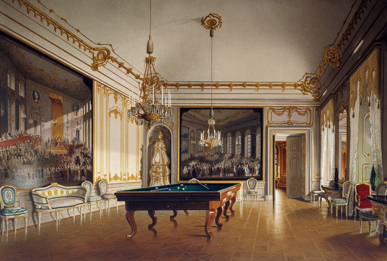 Biliárdterem az Imperial Apartments épületében, a schönbrunni kastélyban (UNESCO Világörökség). alkotó: Austrian School