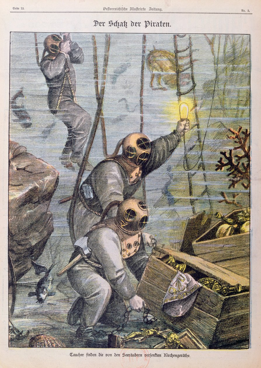 A búvárok kalózok által a templomokból kifosztott kincset találták, 1897 alkotó: Austrian School