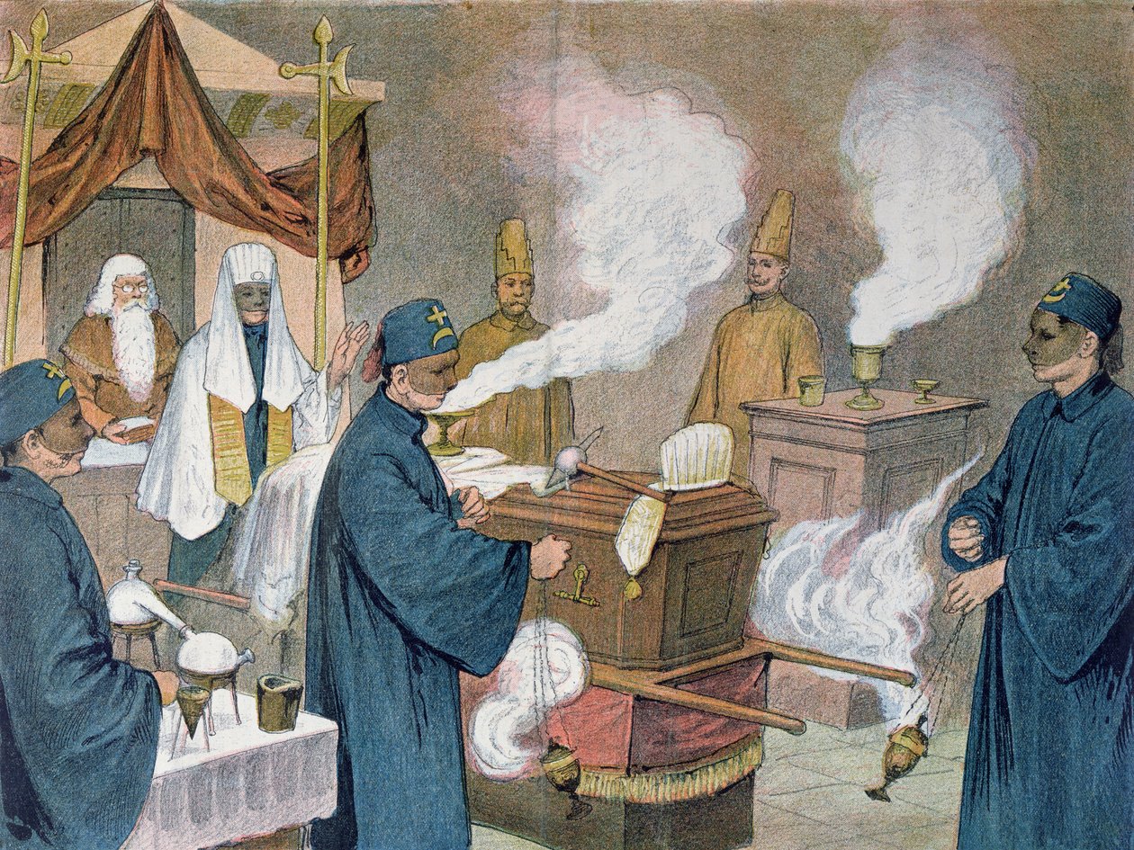 Temetés egy szabadkőműves páholyban Ausztriában, 1897 alkotó: Austrian School