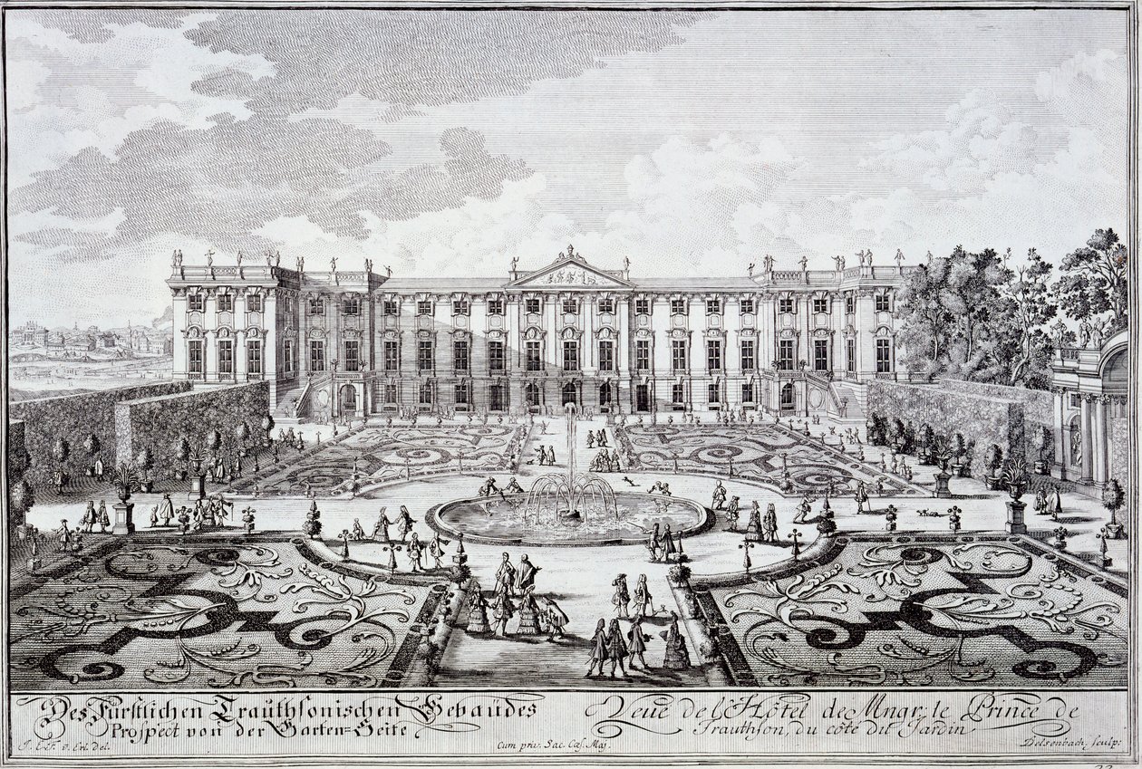 Trauthson hercegi palotájának kertje, Bécs 1719 körül alkotó: Austrian School