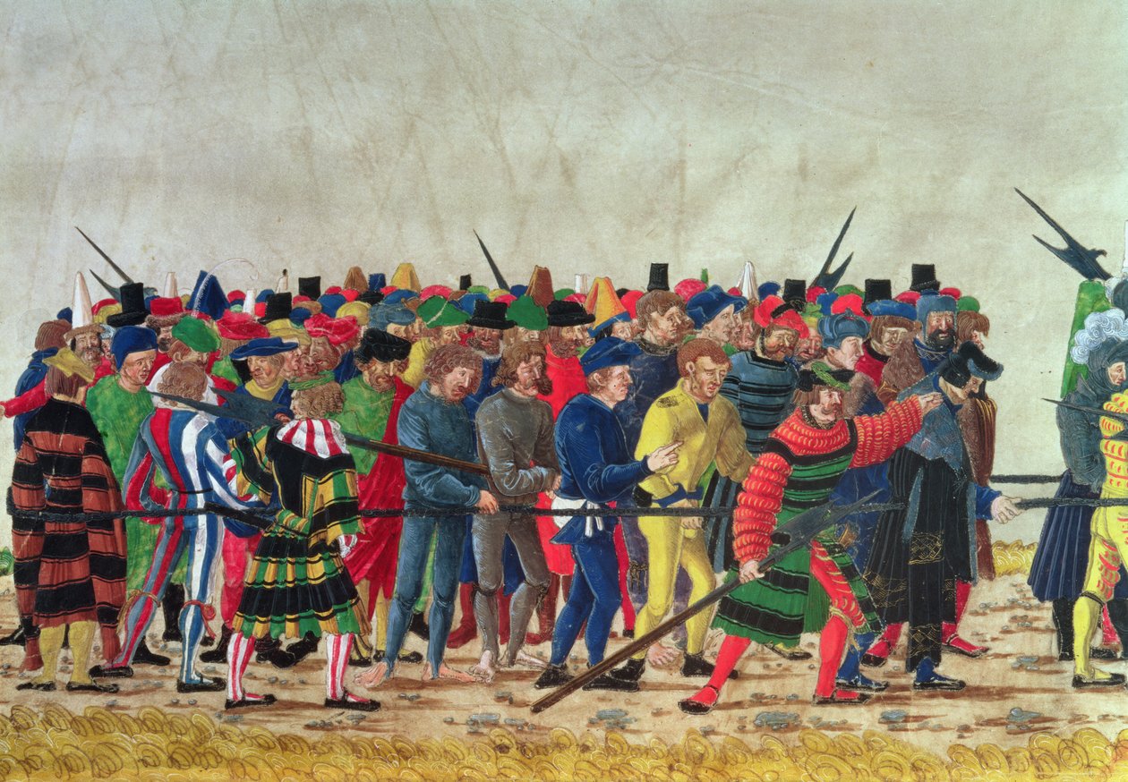 I. Maximilian alabárdosai (1459-1519) francia foglyokat őriztek alkotó: Austrian School
