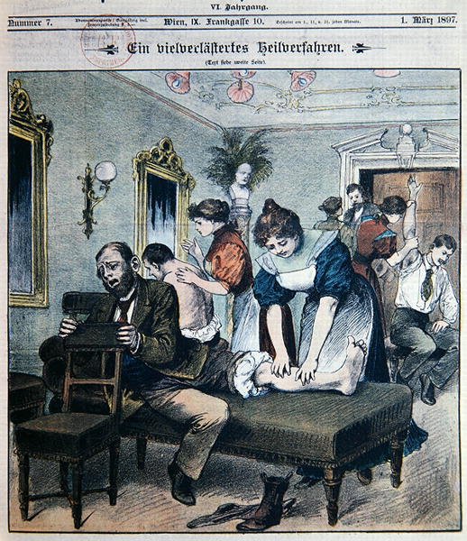 Egy amerikai masszázsszalon humoros ábrázolása alkotó: Austrian School