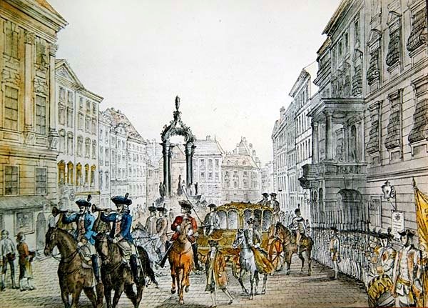 Imperial cortège a Grabenben, Bécsben, 19. század elején (metszet) alkotó: Austrian School