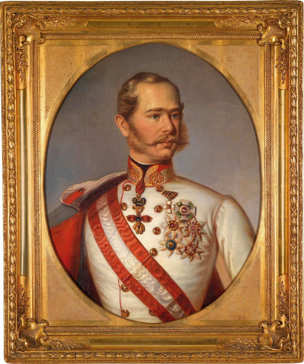 I. Ferenc József osztrák portréja (1830-1916). Aranygyapjas rend kitüntetése van. Névtelen festmény, olaj, vászon, 1855 körül. Osztrák művészet alkotó: Austrian School