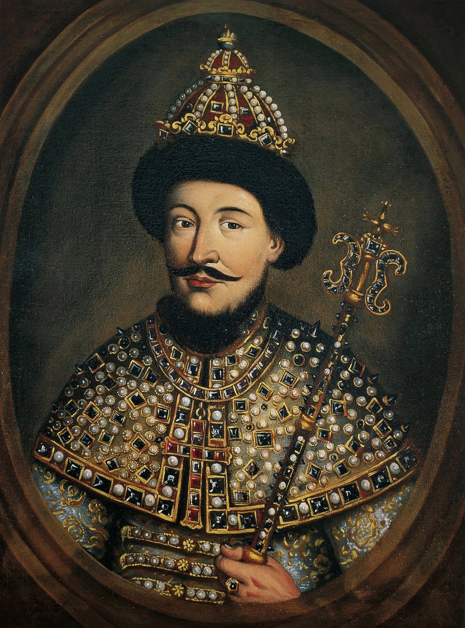 Alekszisz I. Mihajlovics orosz cár, a nagyon békés cárként ismert portré (1629-1676) - I. Alekszisz Mihajlovics orosz cár (1629-1676) portréja osztrák mestertől (aktív kb. 1440-1450) alkotó: Austrian School