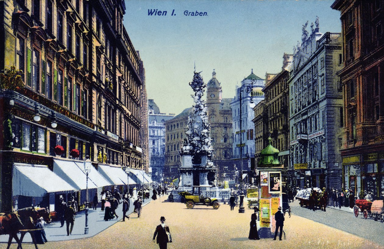 Grabent ábrázoló képeslap Bécsben, 1910 körül alkotó: Austrian School