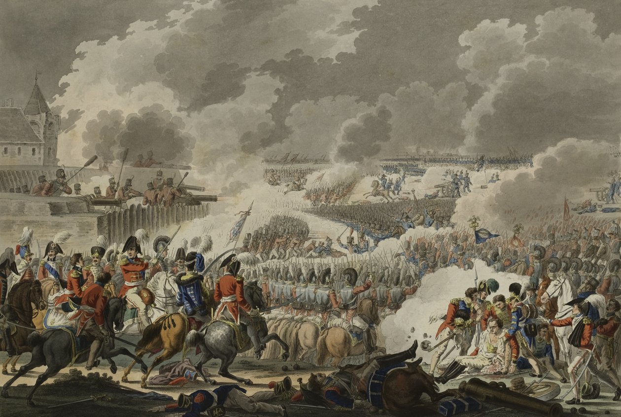 The Battle of Waterloo, 1815. június 18., kiadó: Artaria and Co, 1820 körül (színes rézkarc) alkotó: Austrian School