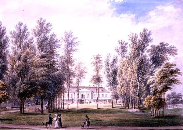 Kilátás egy vidéki házra a parkban, 1815 körül (akvarell, papír) alkotó: Austrian School