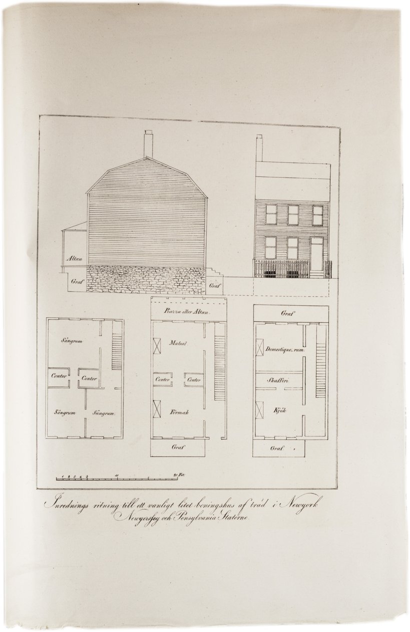Egy tipikus New York-i lakás terve, az Egyesült Államok atlaszából, 1824 alkotó: Axel Leonhard Klinckowström