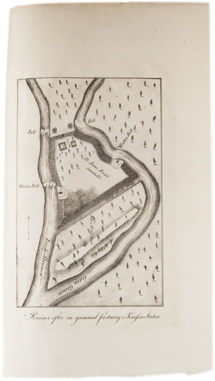 Egy régi erőd romjai Tennessee-ben, az Egyesült Államok 1824-es atlaszából. alkotó: Axel Leonhard Klinckowström