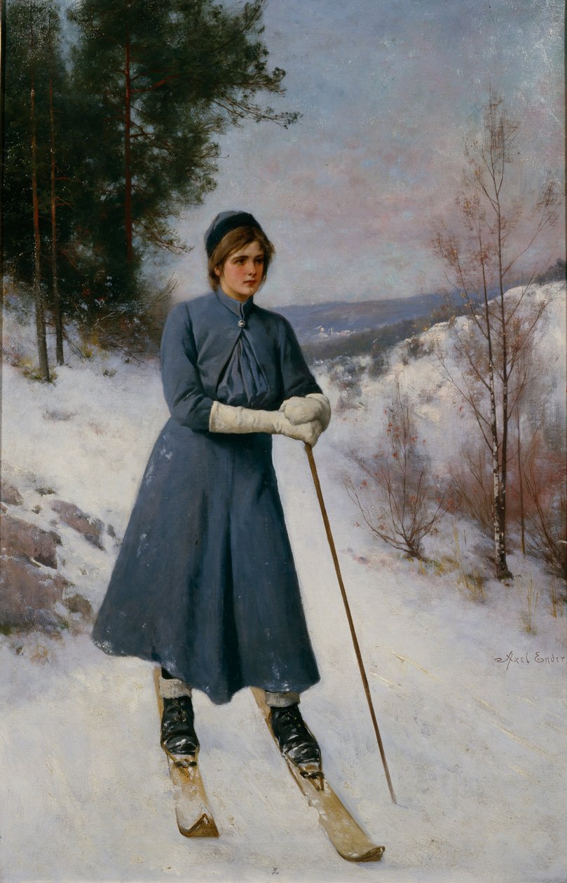 Girl on Skis (olaj, vászon) alkotó: Axel Hjalmar Ender