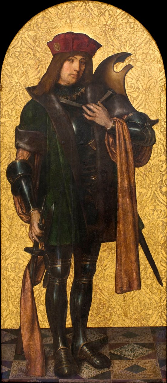 Saint Candide (Xander) (Saint Candidus) vagy Harcos Szent (néha Szent Györggyel azonosítják) - Aine (Ayne) Bru (Hans Brun vagy Lucius Brun) festménye (aktív 16. század) Olaj, fa 1502-1507 Museu Nacional d