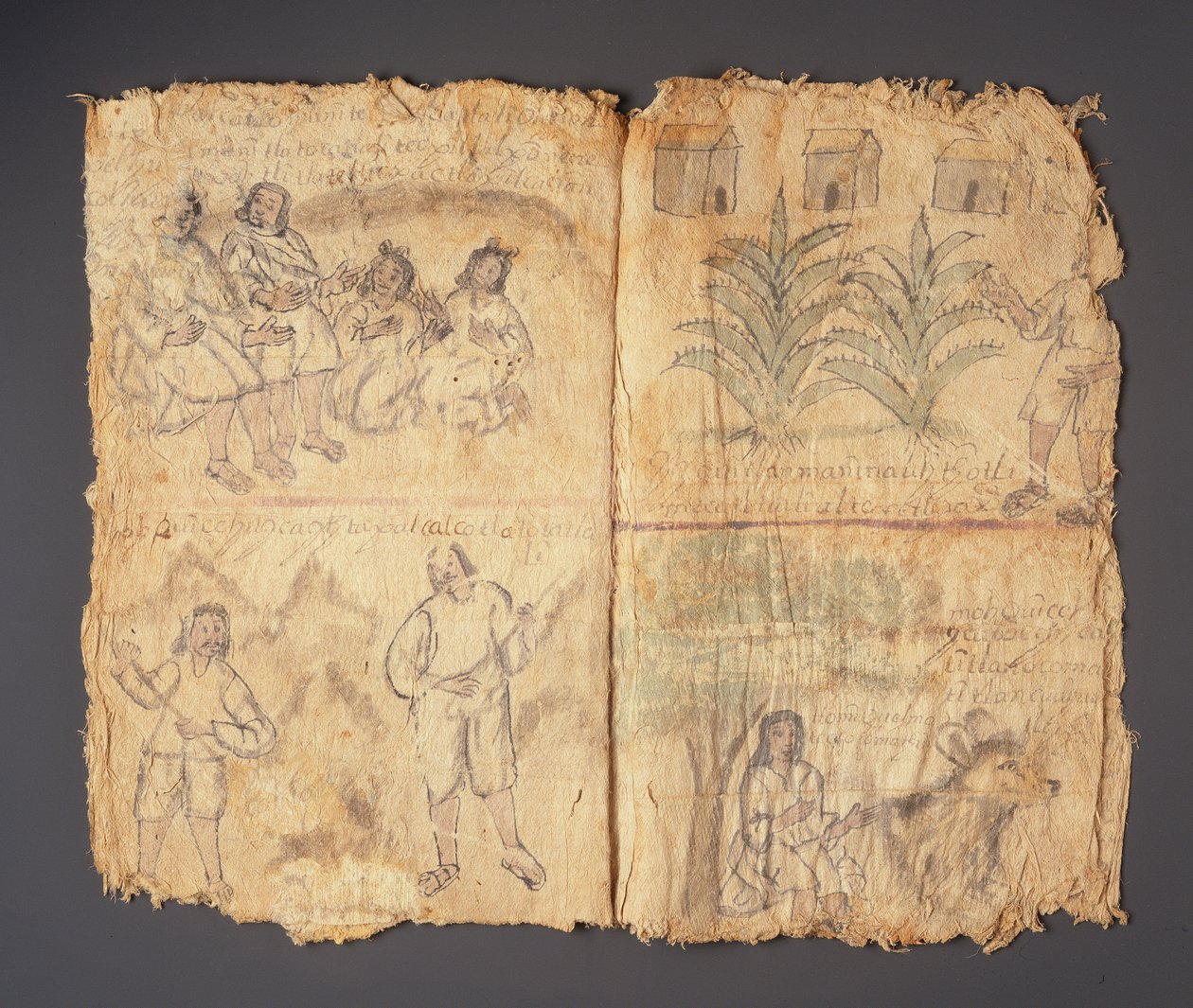 Techialoyan Codex, Coyotepec Coyonazco, Mexikó (pigment és tinta papíron) alkotó: Aztec