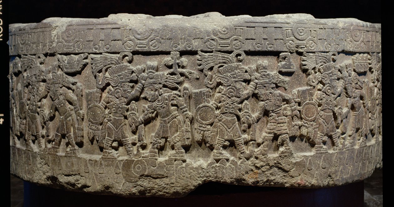 Tizoc köve (1481-86 körül) vagy Temalacatl, 1325-1521 alkotó: Aztec
