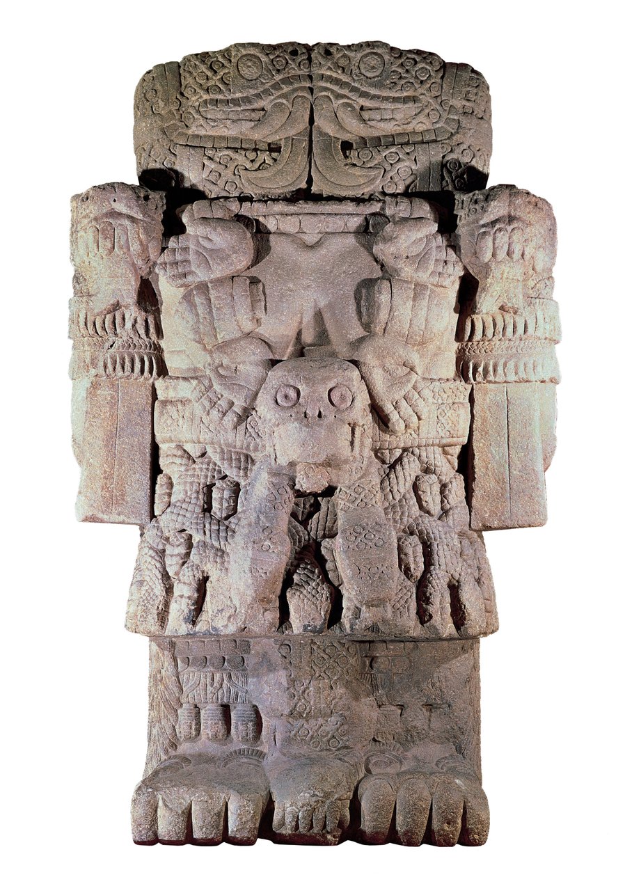 Azték civilizáció: a Föld istennőjének kőszobra, Teremtés és Halál Coatlicue (kő) alkotó: Aztec Aztec