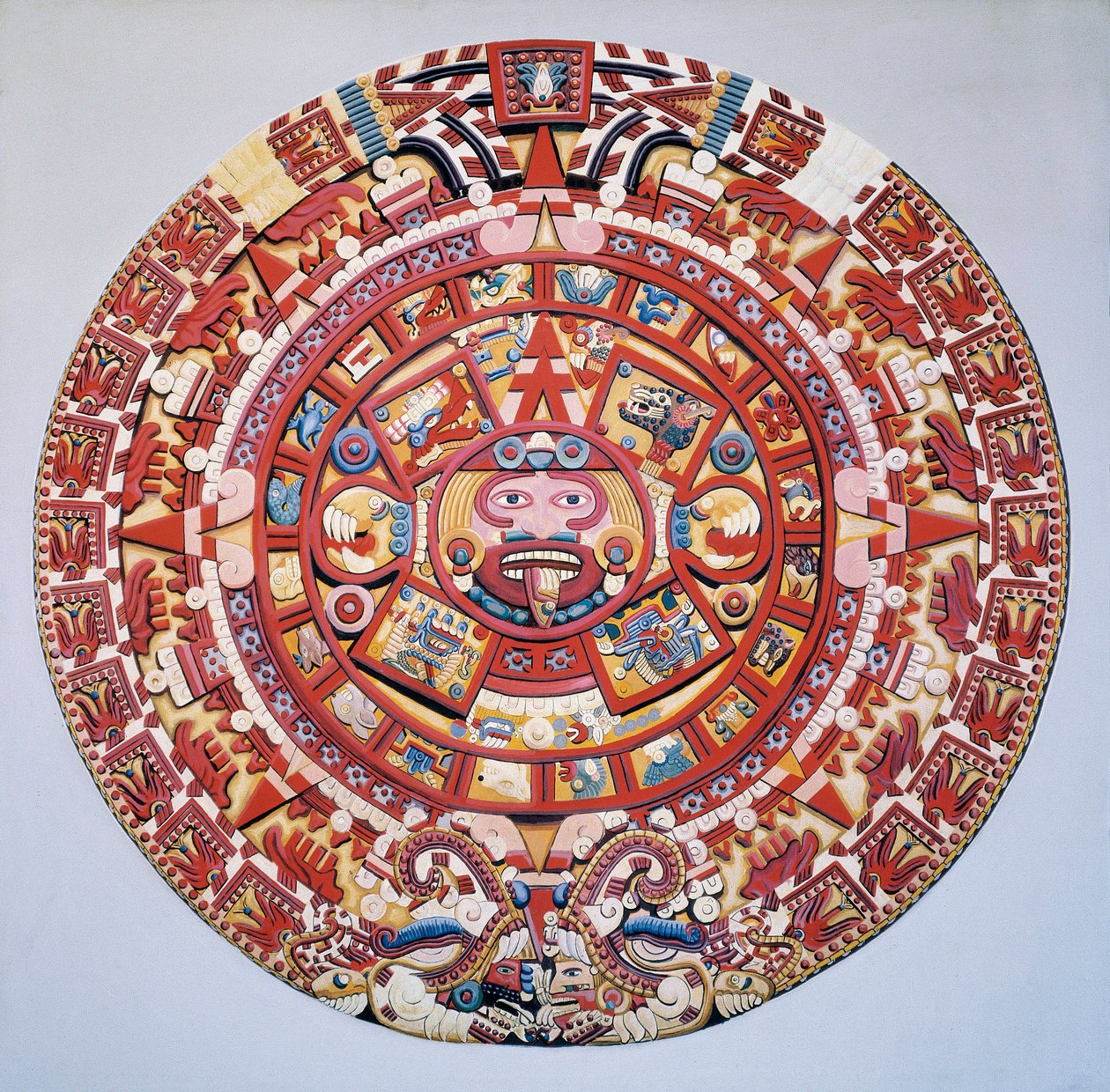 Kolumbusz előtti civilizáció: az azték naptár (Stone of the Sun): az azték naptárt és kozmogóniát ábrázoló korong (Tonalpohualli) alkotó: Aztec Aztec