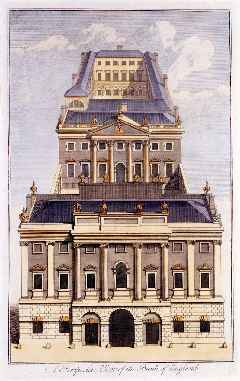 A Bank of England perspektivikus képe, 18. század vége alkotó: B. Cole