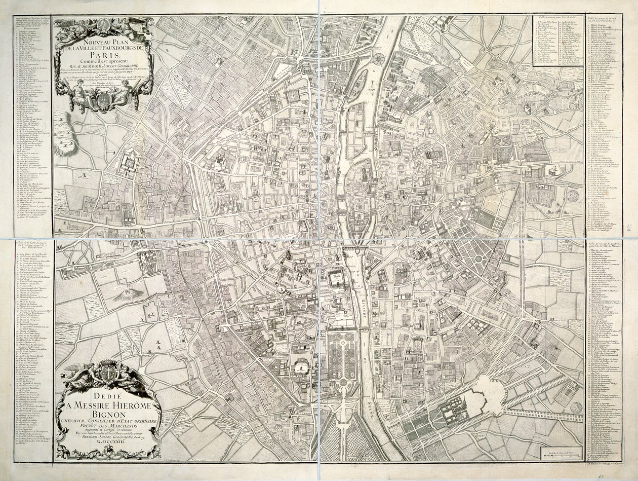 Párizs térképe, 1723 alkotó: B. Jaillot