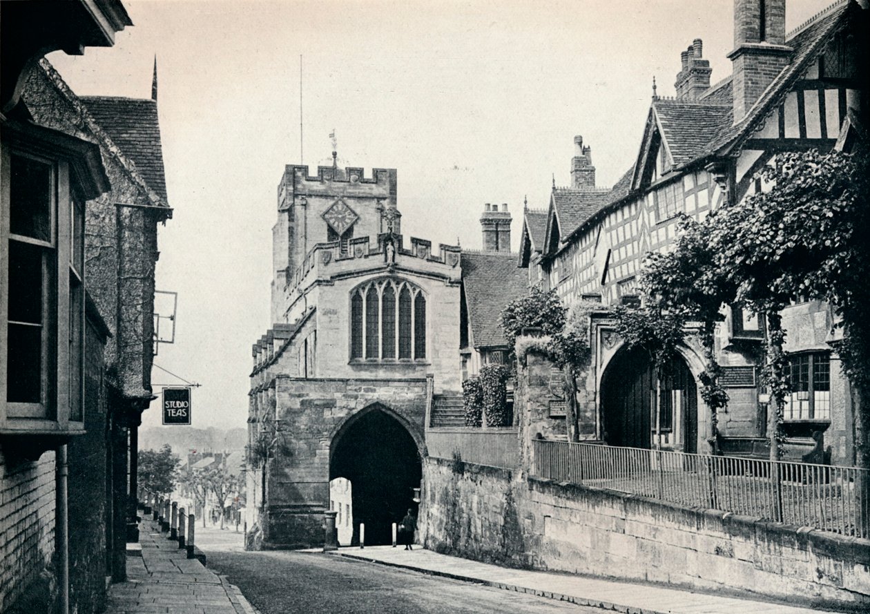 Szent Jakab-templom a West Gate felett, Warwick, Warwickshire, 1929 alkotó: BC Clayton