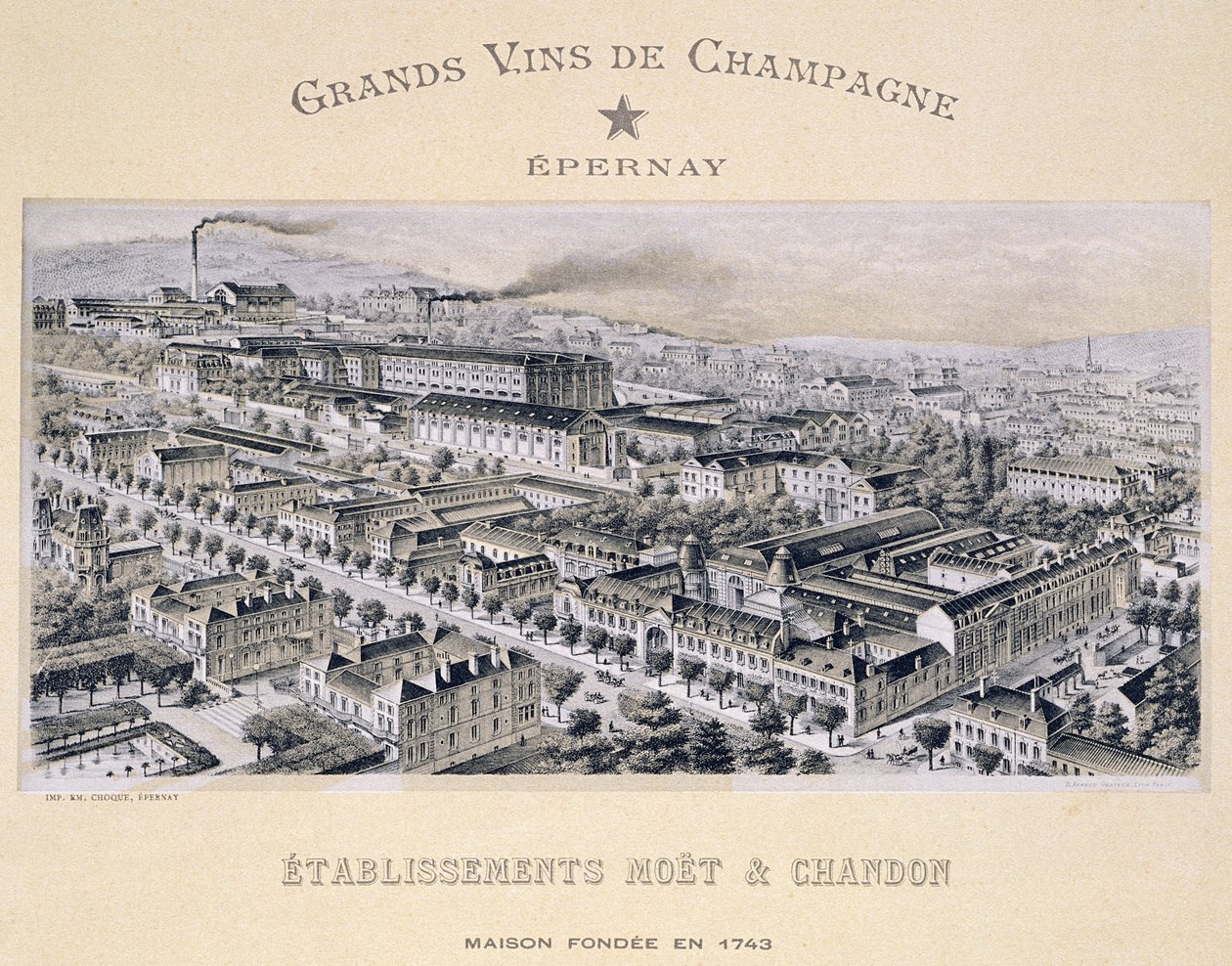 Moet & Chandon cég, Epernay, a La France Vinicole cégtől, a Moet & Chandon kiadó alkotó: B. Arnaud