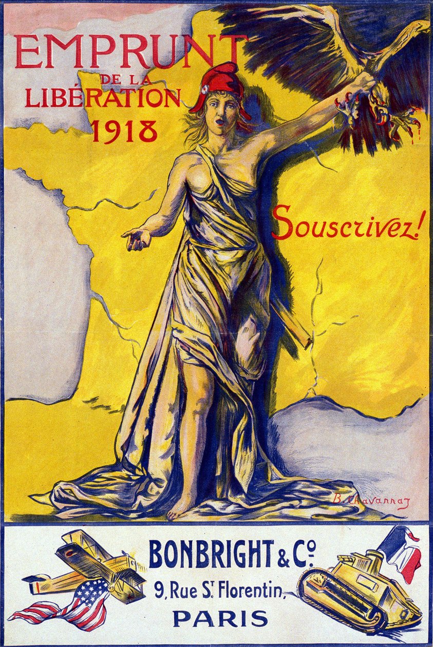 A „” The Loan of Liberation 1918” plakátja: Iratkozzon fel! "" - ill. szerző: B. Chavannaz, jogok fenntartva. alkotó: B. Chavannaz