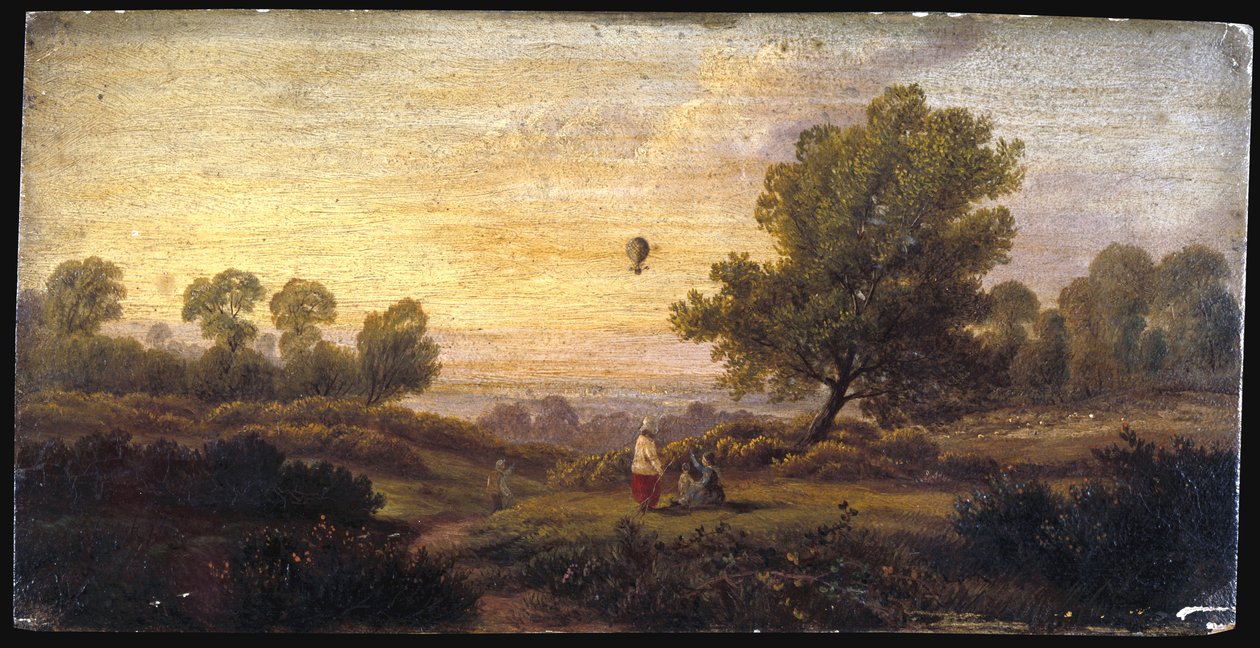 Balloon Over Woodland, 1840 körül alkotó: B. Cook